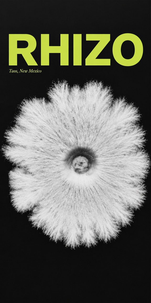 RHIZO Magazine black-and-white mycelium spore print cover